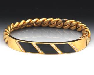 Gold, Onyx, and Diamond Bracelet 