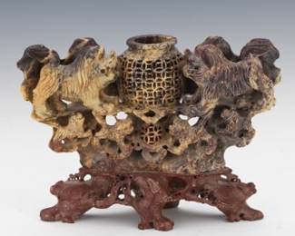Chinese Carved Soapstone Censor 