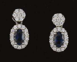 A Pair of Sapphire and Diamond Earrings 