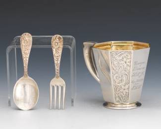 Kirk Son Baby Fork and Spoon, and a Baby Cup 