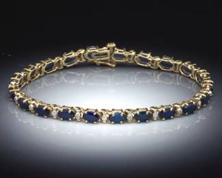 Ladies Blue Stone and Diamond Bracelet 