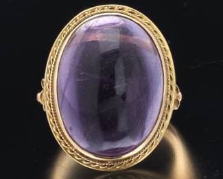 Ladies Gold and Amethyst Cocktail Ring 