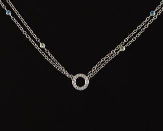 Ladies Gold, Gems and Diamond Double Chain Necklace 