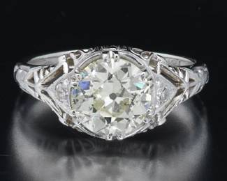 Ladies Art Deco Gold and Diamond Ring 