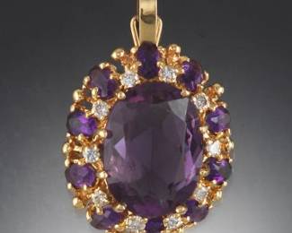 Ladies Amethyst and Diamond Pendant 