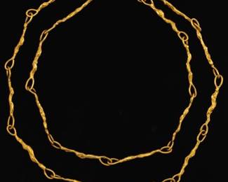 Jean Mahie French High Carat Vintage Unique Hand Made Nugget Link Necklace 