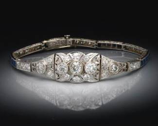 Art Deco Diamond and Sapphire Bracelet 