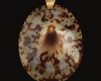 Ladies Gold and Iridescent Leopard Pattern Seashell Oversized Pendant 