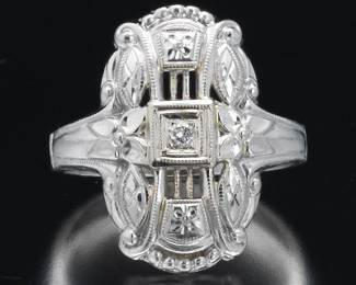 Ladies Mid Century Gold and Diamond Ring