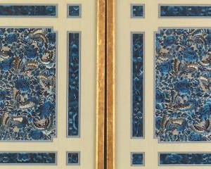 A Pair of Framed Silk Embroideries 