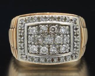 Gentlemens Gold and Diamond Rolex Style Ring 