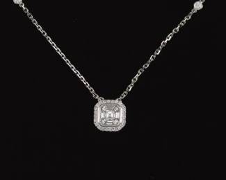 Ladies Gold and Diamond Pendant Necklace 