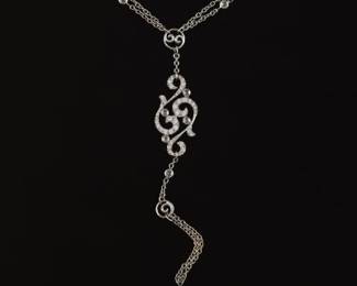 Ladies Gold and Diamond Scroll Necklace 