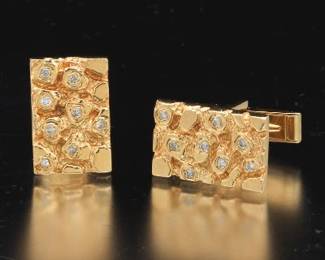 Gentlemans Gold and Diamond Cufflinks 