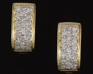 A Pair of Gold and Diamond Earrings 