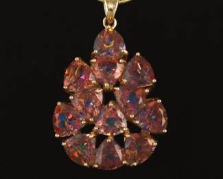 Ladies Gold and Mystic Topaz Pendant on Chain 