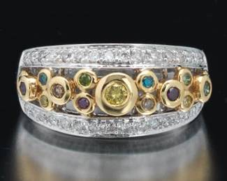 Ladies Gold and Color Gemstone Ring 