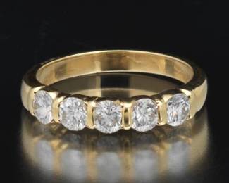 Ladies Gold and Five Diamond Ring 