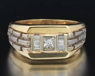 Gentlemens TwoTone Gold and Diamond Ring 