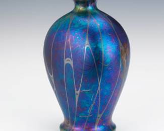 Attributed to Heliosine, Blue Iridescent Vase