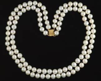 Ladies Gold and Pearl DoubleStrand Necklace