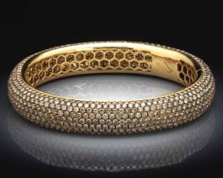 Ladies Gold and 24.53 Ct Total Diamond Bangle 