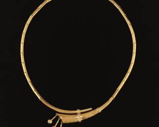 Ladies Gold and Diamond Segmented Bypass Choker Necklace 