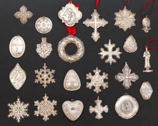 A Festive Collection of 22 Sterling Silver Christmas Ornaments 
