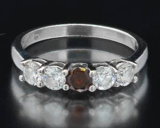 Ladies Irradiated Red and White Diamond Band 