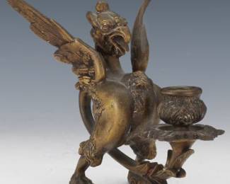 Bronze Griffin Candlestick