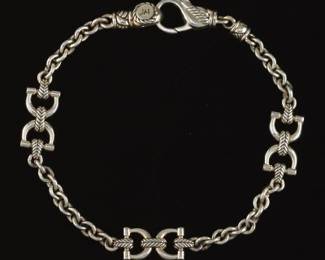 JAI Sterling Silver Chain Stirrups Bracelet 