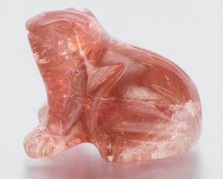 Carve Pink Tourmaline Frog Figurine