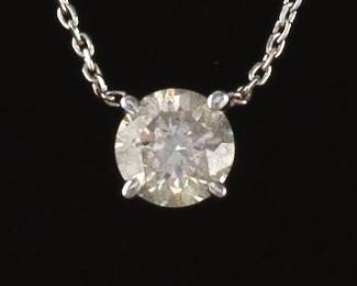 Ladies Gold and Diamond Solitaire Necklace 
