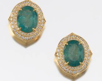Kat Florence Grandidierite and Diamond Earrings 