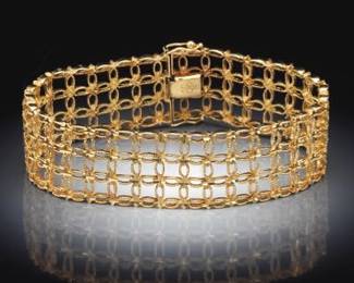 Ladies Gold Diamond Cut Design Lattice Bracelet 
