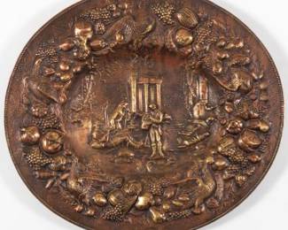 Bas Relief Copper Charger Wall Haning