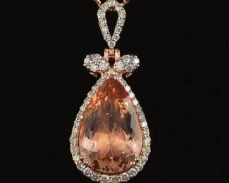 Ladies Morganite and Diamond Pendant 