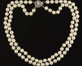 Ladies Gold and Pearl Double Strand Necklace 