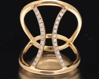 Ladies Casa Reale Gold and Diamond H Fashion Ring 