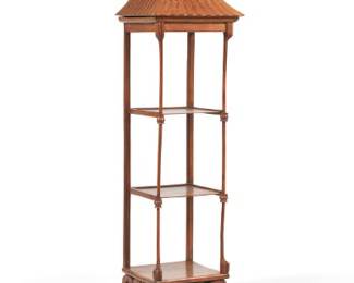 Chinese Carved Yumu Northern Elm Wood ThreeTiered Wall Hanging Display Cabinet 