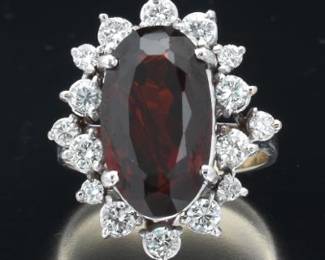 Ladies Garnet and Diamond Ring 