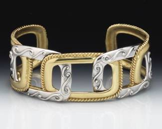 Artisan Sterling Silver and Brass Bracelet 