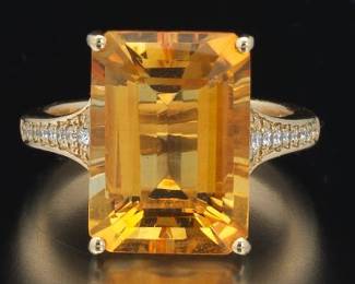 EFFY Citrine and Diamond Ring 