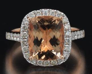 Ladies Morganite and Diamond Ring 