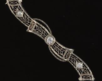 Ladies Edwardian Gold and Diamond Bar Pin Brooch 
