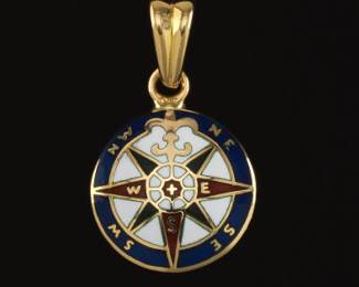 Ladies Gold and Enamel Nautical Pendant 