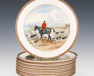 A Set of Twelve W.T. Copeland Sons Plates Designed by Lionel Edwards