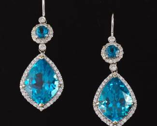 A Pair of Topaz and Diamond Earrings by Eli Frei 