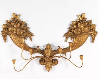 Italian Giltwood Cornucopia Wall Sconce 