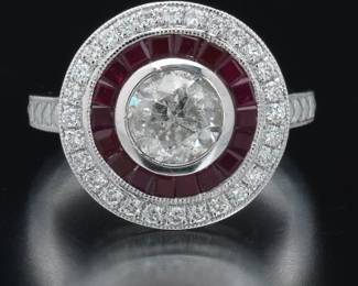 Art Deco Style Diamond and Ruby Ring 
